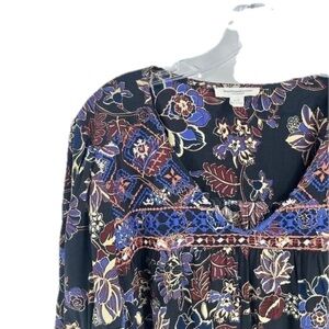 Floral Boho Embroidered  Dark Romantic Whimsigoth Festival Top Sz Small